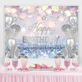 Funkeln Bokeh Silber Stern Luftballons Geburtstag Hintergrund